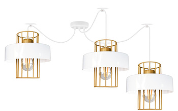 Lampa wisząca PAJĄK LOFT PRESTIGE 3 biało-złota