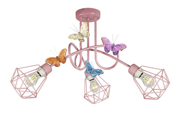 Lampa sufitowa EDISON DIAMOND MOTYLEK 3 róż