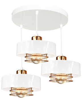 Lampa wisząca LOFT SPIRO 3 biała koło copper