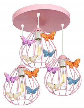 Lampa wisząca MOTYLEK 3 RÓŻ owal koło