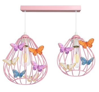 Lampa wisząca MOTYLEK 2 RÓŻ owal