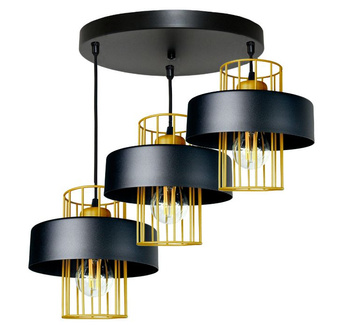 Lampa wisząca LOFT PRESTIGE 3 koło czarno-złota