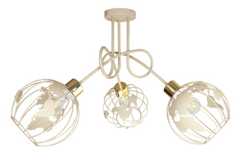 Lampa sufitowa EDISON GLOBUS 3 beż - złoty