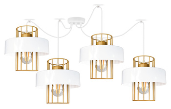 Lampa wisząca PAJĄK LOFT PRESTIGE 4 biało-złota