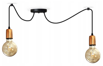 Lampa wisząca PAJĄK EDISON 2 czarny miedź