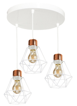 Lampa wisząca DIAMOND 3 biała copper