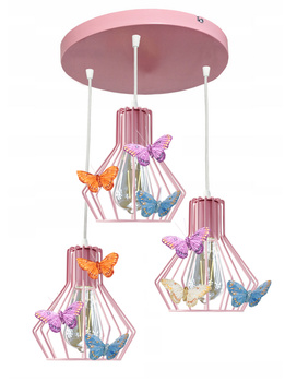Lampa wisząca MOTYLEK BELL 3 róż