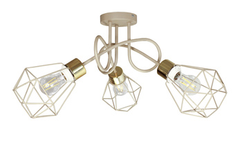 Lampa sufitowa EDISON DIAMOND 3 beż - złoty