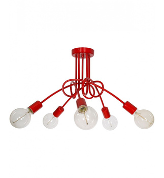 Lampa wisząca EDISON 5 czerwona