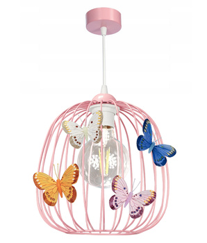 Lampa wisząca MOTYLEK DRUM 1 RÓŻ owal