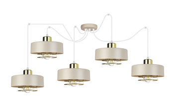 Lampa wisząca PAJĄK LOFT SPIRO 5 beż-złoty